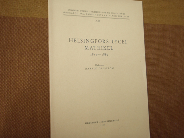 dalström h.HELSINGFORS LYCEI MATRIKEL 1831-89